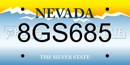 8GS685 Nevada License Plate