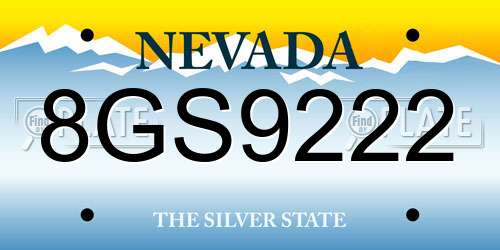 8GS9222 Nevada License Plate