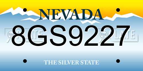 8GS9227 Nevada License Plate