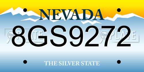 8GS9272 Nevada License Plate