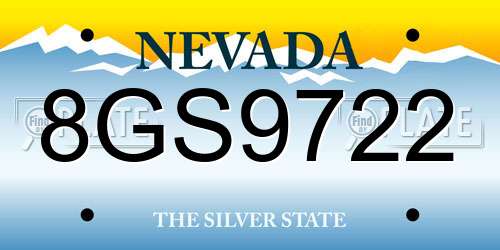 8GS9722 Nevada License Plate