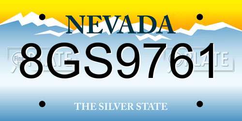 8GS9761 Nevada License Plate