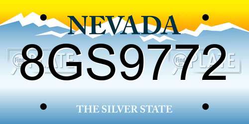 8GS9772 Nevada License Plate