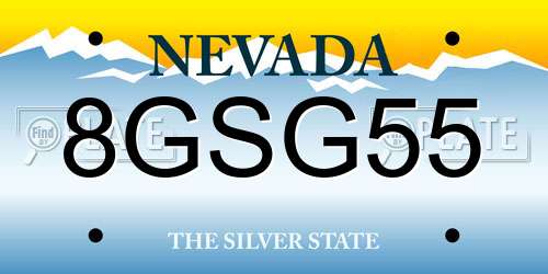 8GSG55 Nevada License Plate