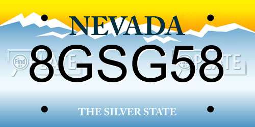 8GSG58 Nevada License Plate
