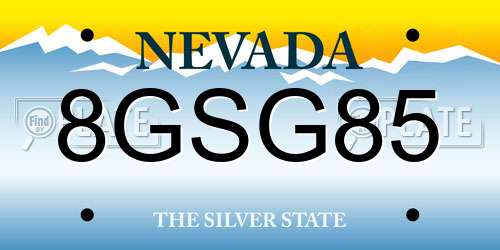 8GSG85 Nevada License Plate