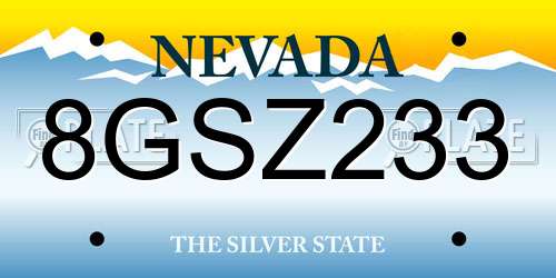 8GSZ233 Nevada License Plate