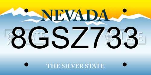 8GSZ733 Nevada License Plate