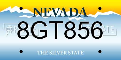 8GT856 Nevada License Plate