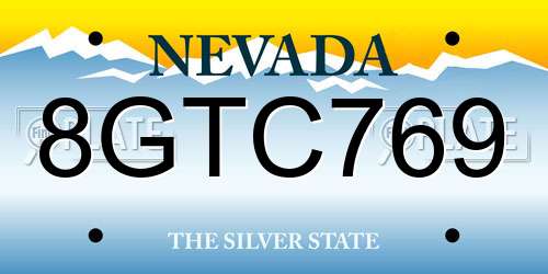 8GTC769 Nevada License Plate