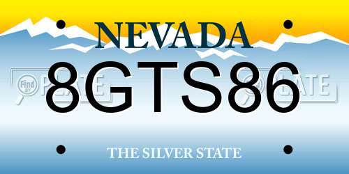 8GTS86 Nevada License Plate