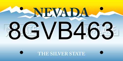 8GVB463 Nevada License Plate