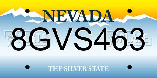 8GVS463 Nevada License Plate