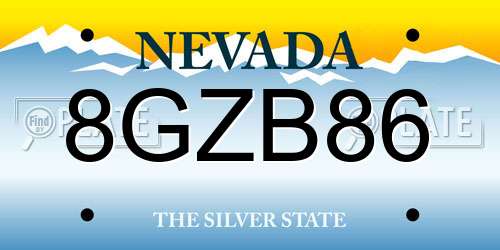 8GZB86 Nevada License Plate