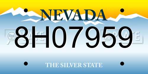8H07959 Nevada License Plate