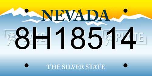 8H18514 Nevada License Plate
