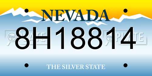 8H18814 Nevada License Plate