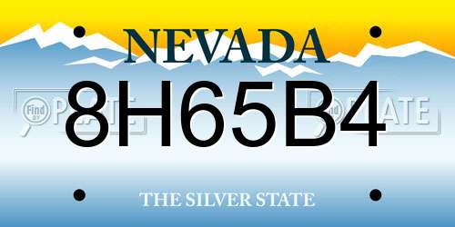 8H65B4 Nevada License Plate