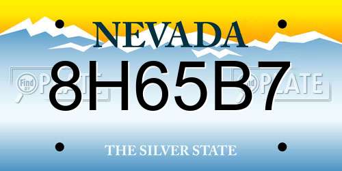 8H65B7 Nevada License Plate