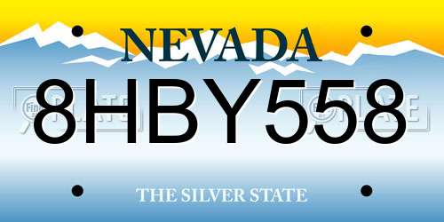 8HBY558 Nevada License Plate