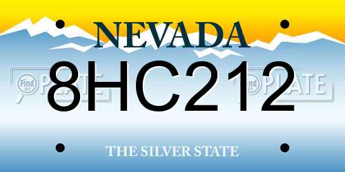 8HC212 Nevada License Plate