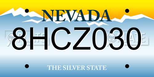 8HCZ030 Nevada License Plate