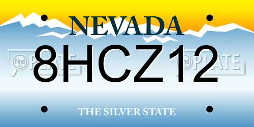 8HCZ12 Nevada License Plate