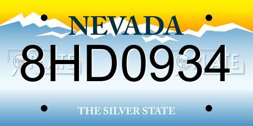 8HD0934 Nevada License Plate