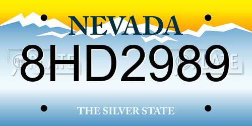 8HD2989 Nevada License Plate