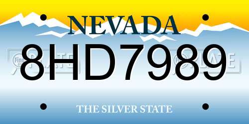 8HD7989 Nevada License Plate