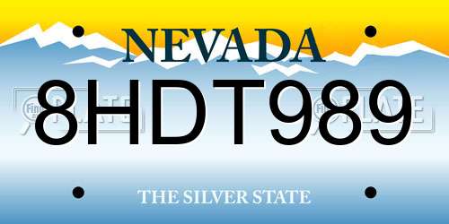 8HDT989 Nevada License Plate