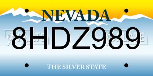 8HDZ989 Nevada License Plate