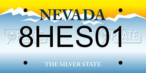 8HES01 Nevada License Plate