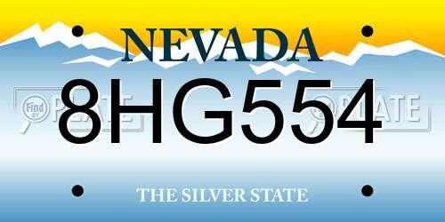8HG554 Nevada License Plate