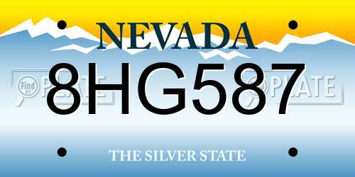 8HG587 Nevada License Plate