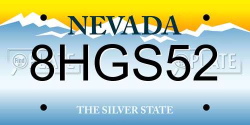 8HGS52 Nevada License Plate