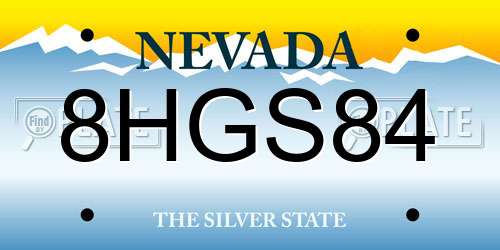 8HGS84 Nevada License Plate