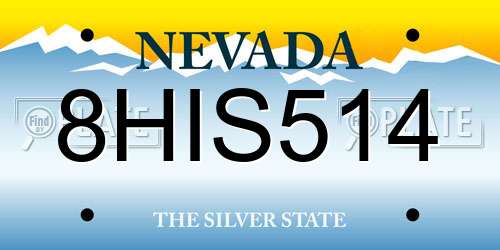 8HIS514 Nevada License Plate