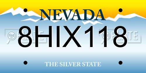 8HIX118 Nevada License Plate