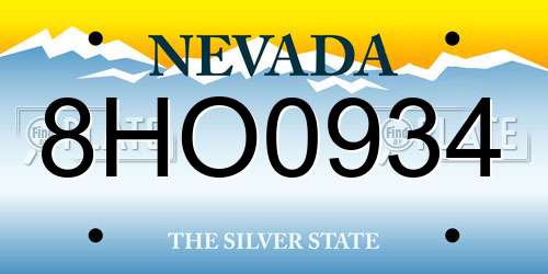 8HO0934 Nevada License Plate