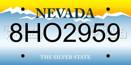 8HO2959 Nevada License Plate
