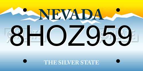 8HOZ959 Nevada License Plate