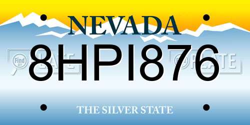 8HPI876 Nevada License Plate