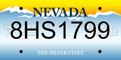 8HS1799 Nevada License Plate