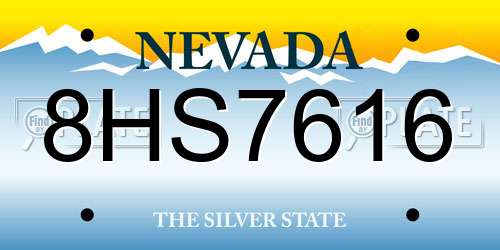 8HS7616 Nevada License Plate