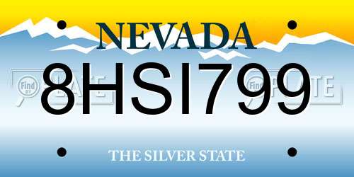 8HSI799 Nevada License Plate