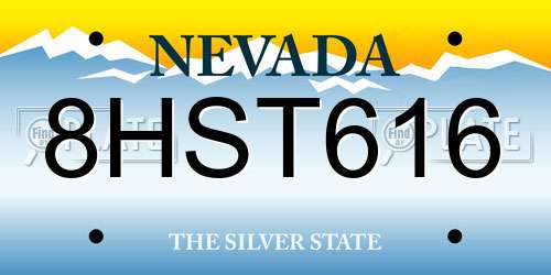 8HST616 Nevada License Plate