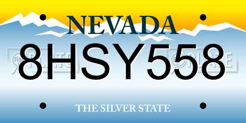 8HSY558 Nevada License Plate