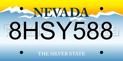 8HSY588 Nevada License Plate