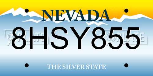 8HSY855 Nevada License Plate